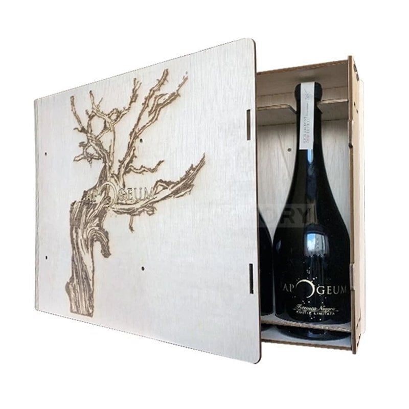 Beverages 4x Vin Rosu Apogeum Feteasca Neagra Sec 0.75L + Cutie Lemn