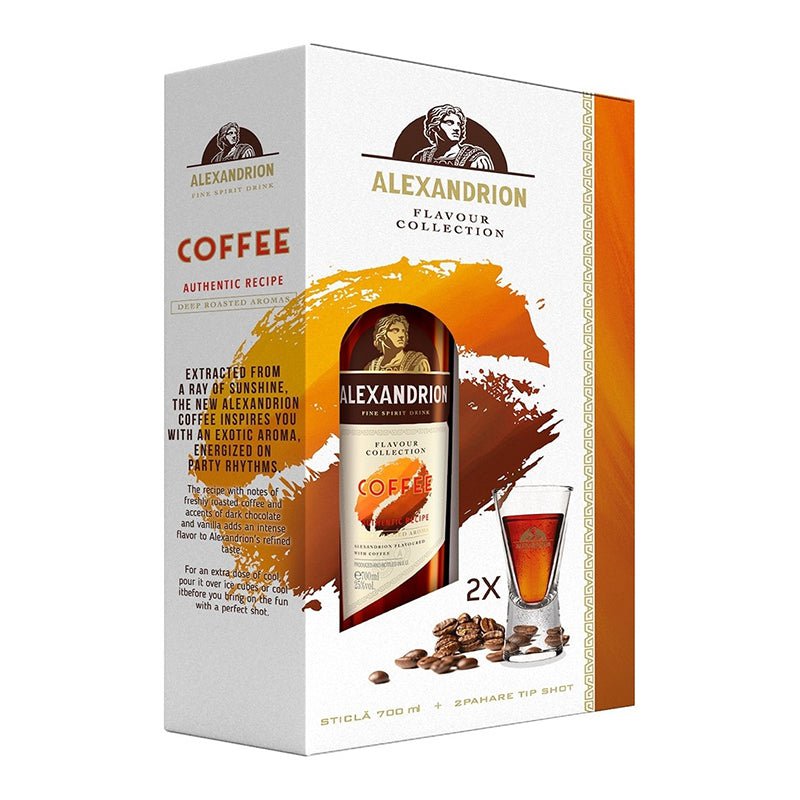 Beverages Brandy Alexandrion Cofee 0.7L 25% + Pahare Shot