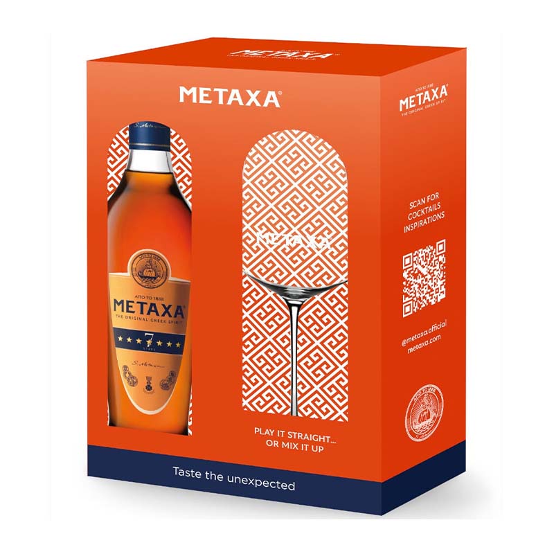 Beverages Brandy Metaxa 7*  40% 0.7L + 1 Pahar