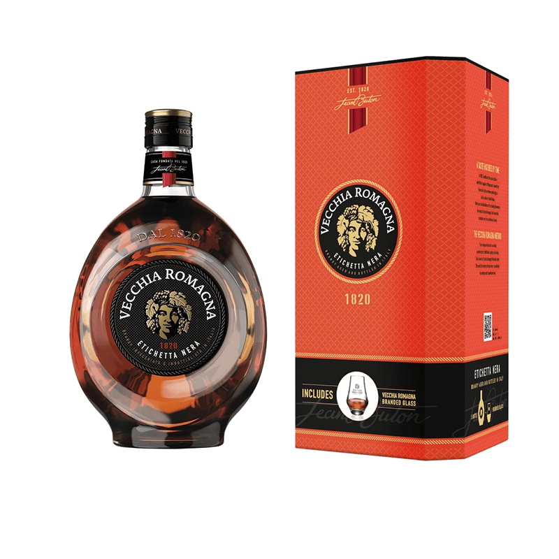 Beverages Brandy Vecchia Romagna Eticheta Nera 38% 0.7L + Gift Carton 1 pahar