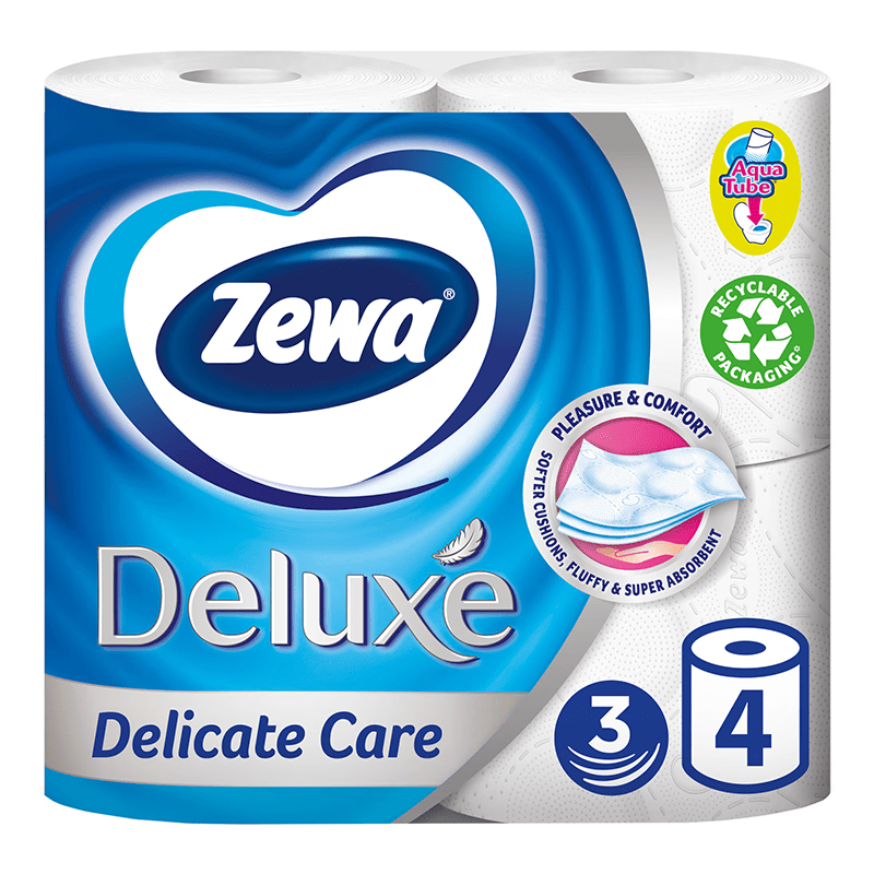Detergent Hartie igienica Zewa Deluxe Delicate Care 3 straturi 4 role