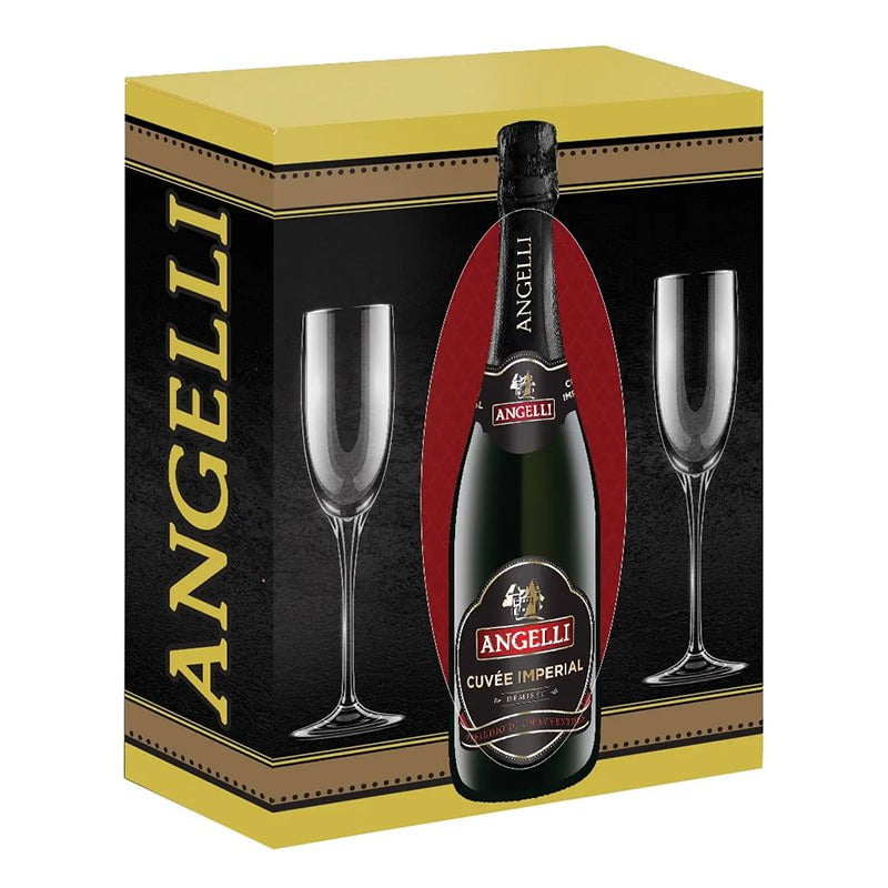 Beverages Vin Spumant Angelli Cuvee Imperial DS 0.75L 11.5% + 2 Pahare