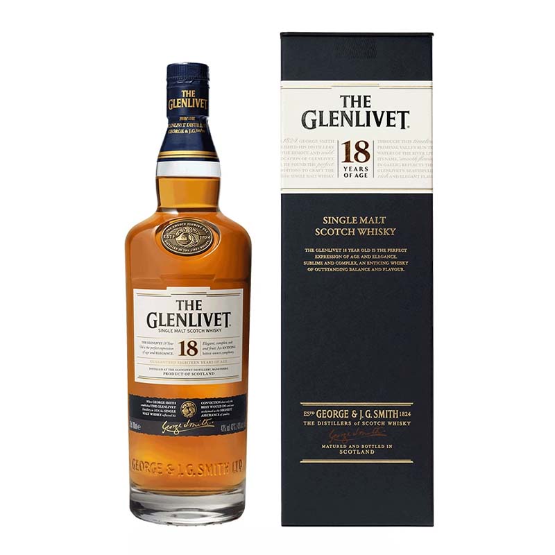 Beverages Whisky Scotch Glenlivet 18YO Single Malt 43% 0.7L + Box