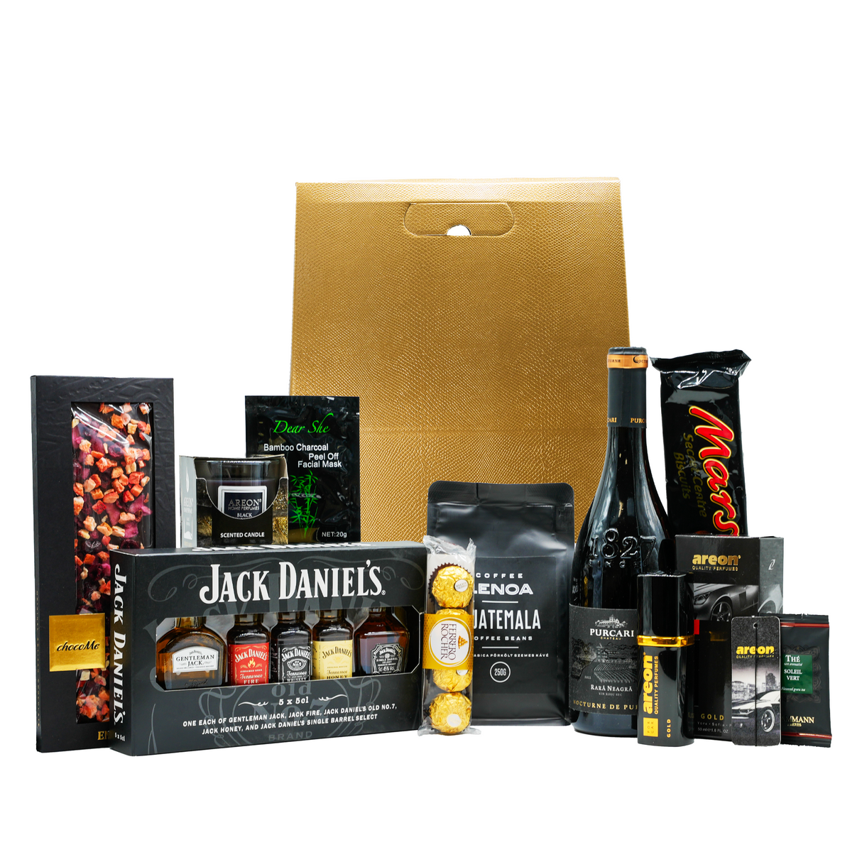 Beverages Cadou Black Glow cu whiskey Jack Daniel's FOB și vin Purcari