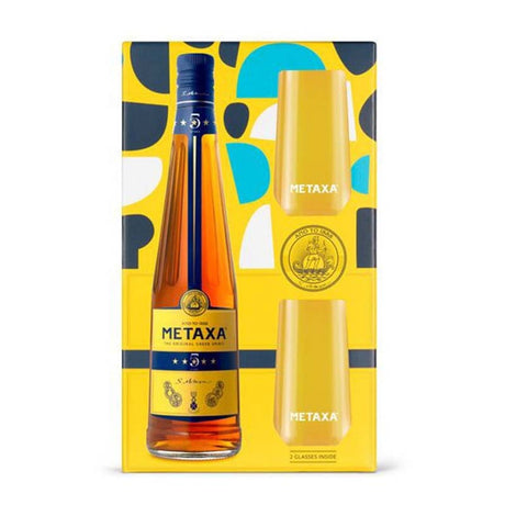 Beverages Brandy Metaxa 5* 38% 0.7L + 2 Pahare