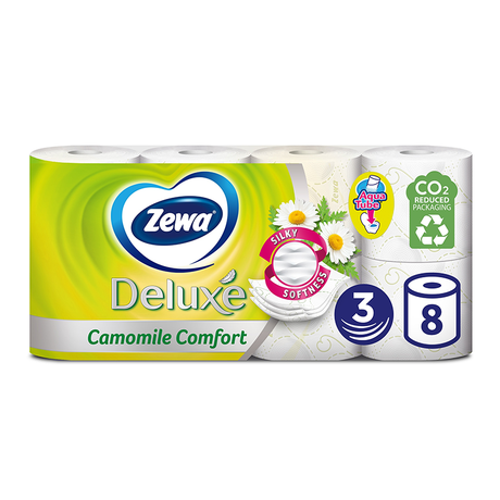 Detergent Hartie igienica Zewa Deluxe Musetel Camomile Comfort 3 straturi 8 role