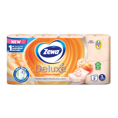 Detergent Hartie igienica Zewa Deluxe Piersici 3 straturi 8 role