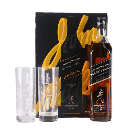 Beverages Whisky Scotch Johnnie Walker Black Label 40% 0.7L + 2 Pahare