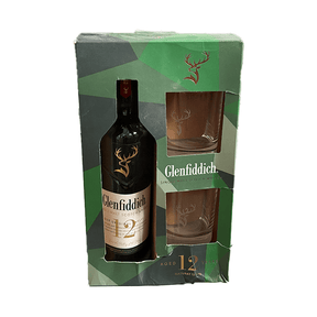 Beverages Whisky Scotch Glenfiddich 12 Y.O 40% 0.7L + 2 pahare ETICHETĂ ZGÂRIATĂ